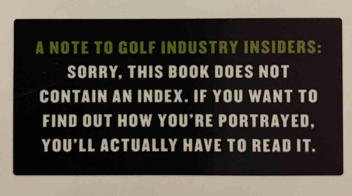 Back cover note on Alan Shipnuck's "LIV and Let Die"